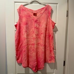 Oh My Gauze! L (Size 3) Pink/Coral Tie Dye Tank Top